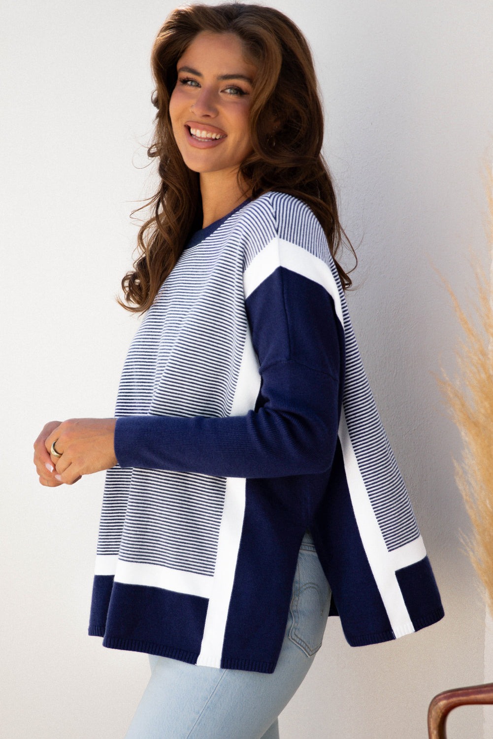 The Blue Side-Stripe Comfort Knit