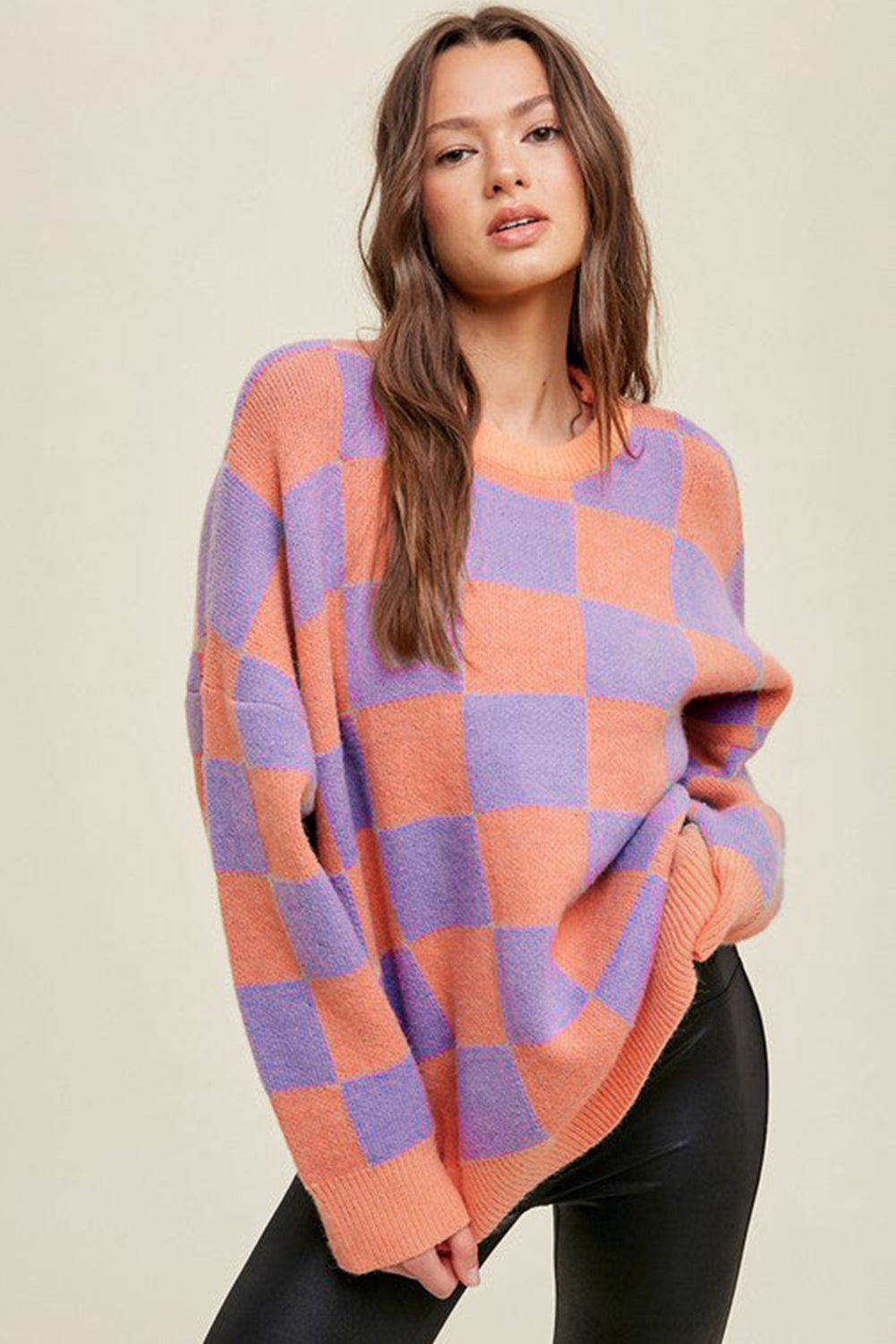 Grapefruit Orange Checker Knit
