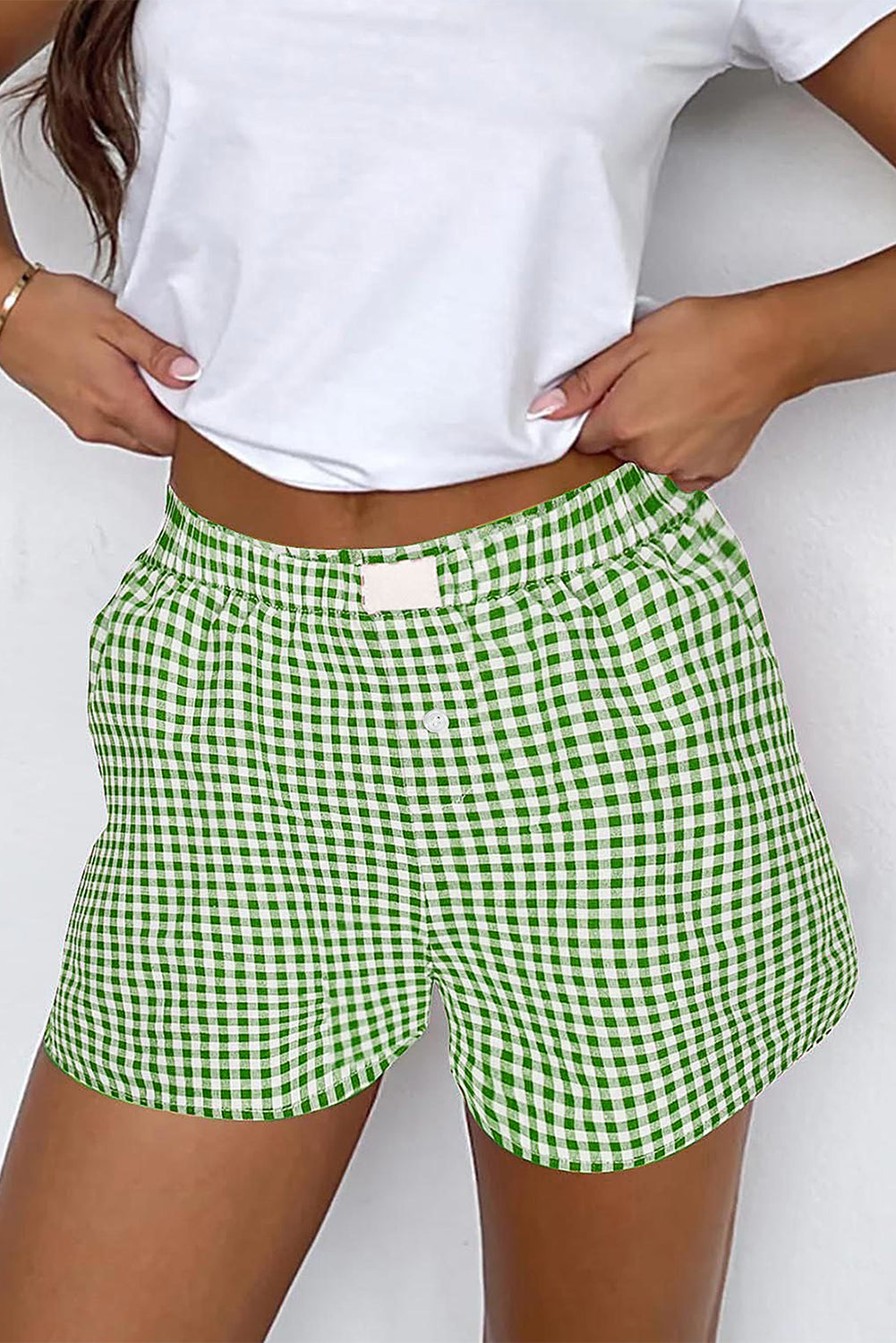 Green Gingham Shorts
